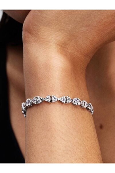 Pandora 925 Silver Zirconia Bow Chain Bracelet - 18cm