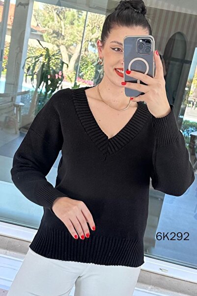 İnce Topuk V-Neck Knitwear Blouse 6K292