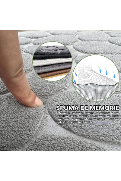 Zippi Anti-slip bath mat, polyester and memory foam, quick drying, size 60 x 40 cm, Grey