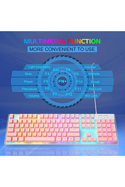 MageGee Gaming Keyboard and Mouse Combo, K1 RGB LED Backlit Keyboard with 104 Keys (Pink)