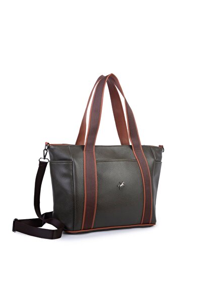 Nas Bag Women's Extra Large Shoulder Bag and Sports Bag (46X36 cm) Khaki Tan Brown Lopez