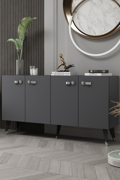 cantek dizayn 8222-64CT KB150 KONSOL,TV ÜNİTESİ ANTRASİT-GÜMÜŞ