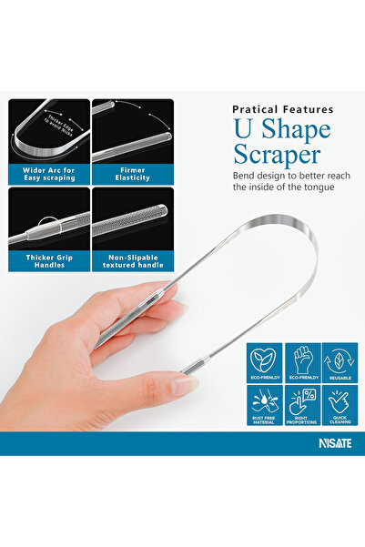 MaffStuff Medical Stainless Steel Tongue Cleaner, Ergonomic, For Children and Adults