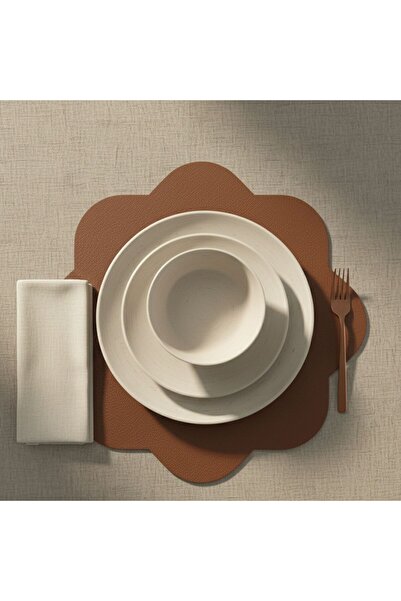 Grand Fine Art 2 Pieces Leather American Serviette-Easy to Wipe Supla-33X33 Cm-Octagonal Floral Patterned