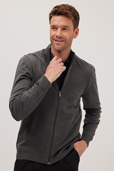 Tudors Men's 3-Pack Black-Navy-Grey Slim Fit Slim Fit Mock Neck Zip Plain Cardigan