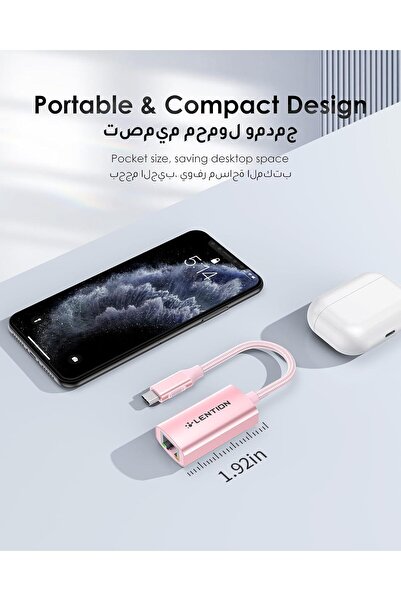 LENTION USB C to Gigabit Ethernet Adapter (CB-CU604, Rose Gold)