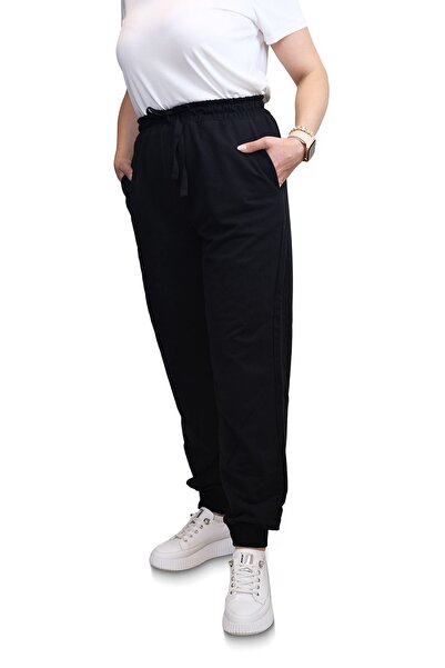 Blues Outlet Women's Brand Pants with Elastic Waist and Legs and Laces - Black