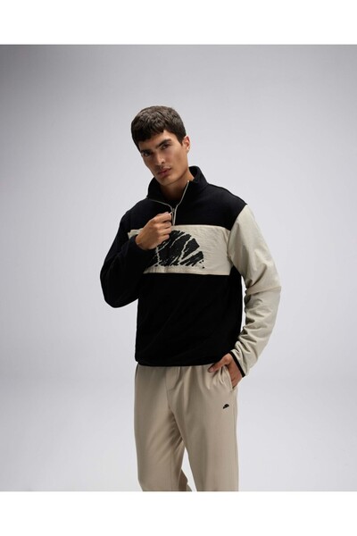 Ellesse EM519-BK Ανδρικό μαύρο φούτερ με μισό φερμουάρ