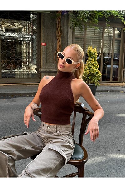 MAMAYAGA Γυναικεία μπλούζα με μισό ζιβάγκο, ελαστική, με γένια, ανοιχτή πλάτη, αθλητική κομψή σχεδίαση, μπλούζα με ανοιχτή πλάτη