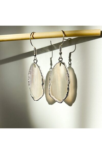 Moonlight Jewelry Earrings "Iceland Snow" – Gray Agate