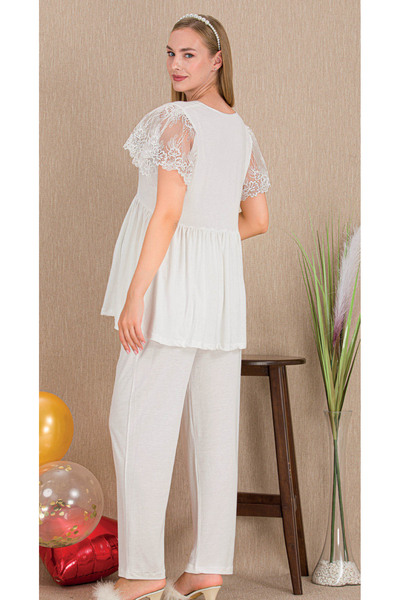 Lady Lingerie Lace Robe Maternity-Pregnant Pajama Set 3-Piece Set