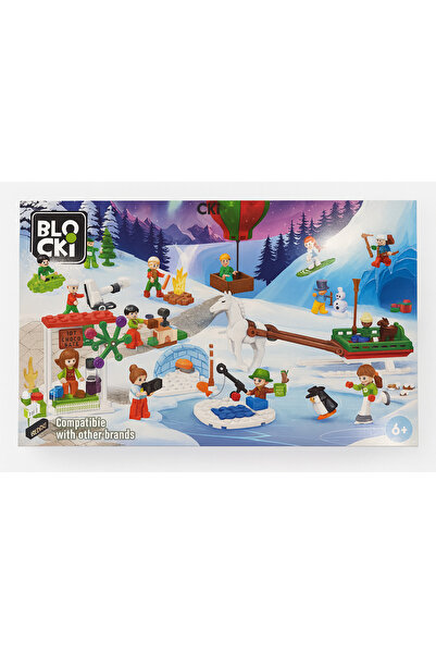 Blocki Winter Adventure Block Figure Set – Winter activities, igloo, animals, horse-drawn sleigh, campfire