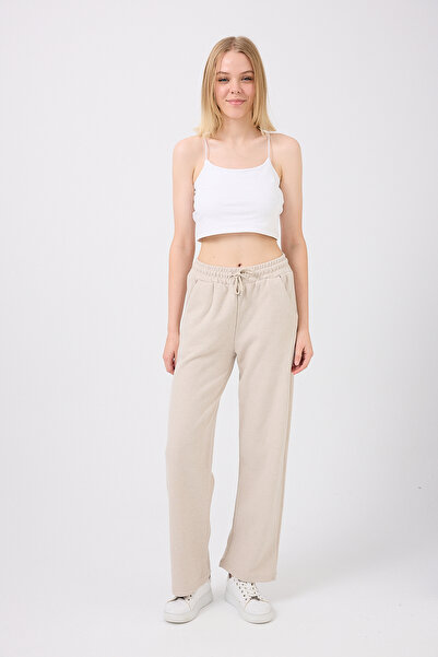 Silk & Spice بنطلون رياضي نسائي من قماش سالونيك مريح مع خصر مطاطي وجيوب وتفاصيل أربطة