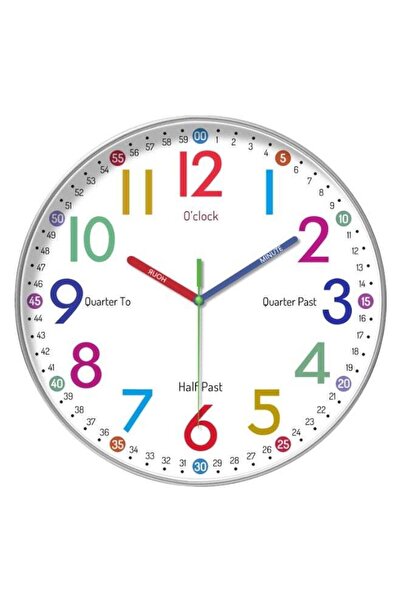 BLOOMING TIME Learning Clock for Kids, Silent 12-inch Analog Teaching Clock