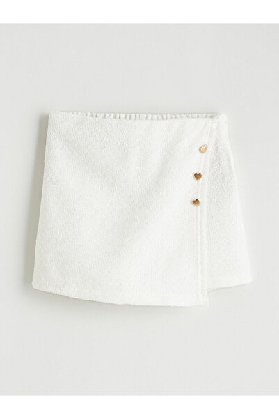 LC Waikiki Екру еластична талия момичешки туид шорти пола