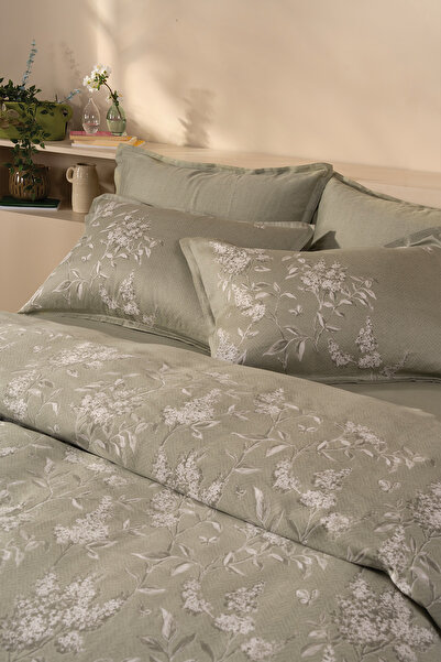 Puffy Sluse Double Ranforce Duvet Cover Set - Sage