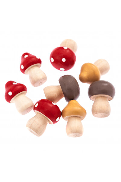dp Craft Ciuperci decorative din lemn, 8 bucăți, roșu, galben, maro