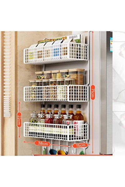 NKX رف تخزين مثبت على الحائط لثلاجة المطبخ، رف تخزين التوابل، رف وضع العناصر