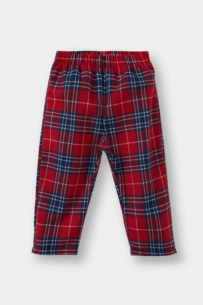 DeFacto G4983A5Rd79 Red Baby Boy Pajamas Woven Checkered Long Sleeve Flannel Top Long Bottom