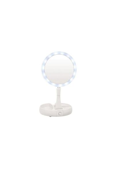 Tiessa round makeup mirror, LED lighting, adjustable, white, 25 cm