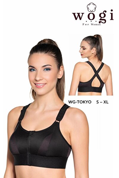 Wogi حمالة صدر رياضية وعملياتية من Wo&Gi Tokyo بسحاب على الكتف وحزام متقاطع قابل للتعديل يبرز انحناءات الجسم