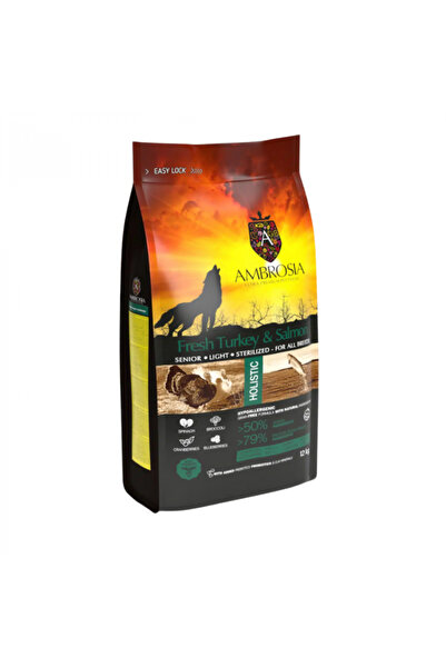 Ambrosia Dry Dog Food Senior Sterilized, Fresh Turkey and Salmon, Hypoallergenic, Grain-Free, 2 kg