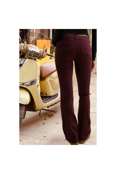 Mokşa Blugi cu talie joasă Flare Bootcut evazat cu detaliu de buzunar