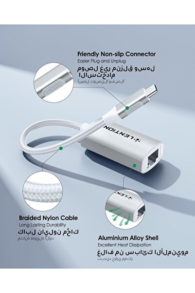 LENTION USB C to Gigabit Ethernet Adapter (CB-CU604, Silver)