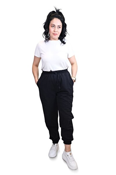 Blues Outlet Women's Brand Pants with Elastic Waist and Legs and Laces - Black