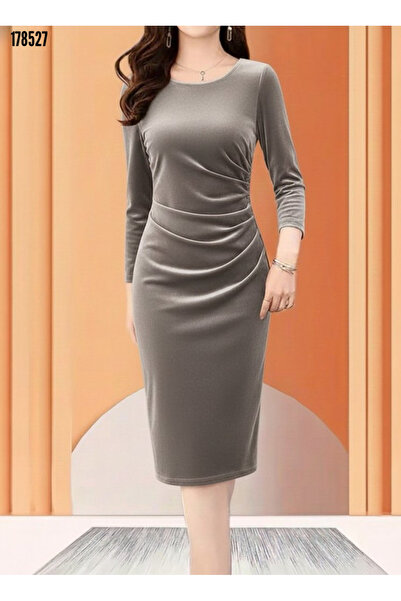 Viyamo Νέα σεζόν Γυναικείες πέτρες και λεπτομέρεια με βελούδινο φόρεμα με βελούδινο μήκος