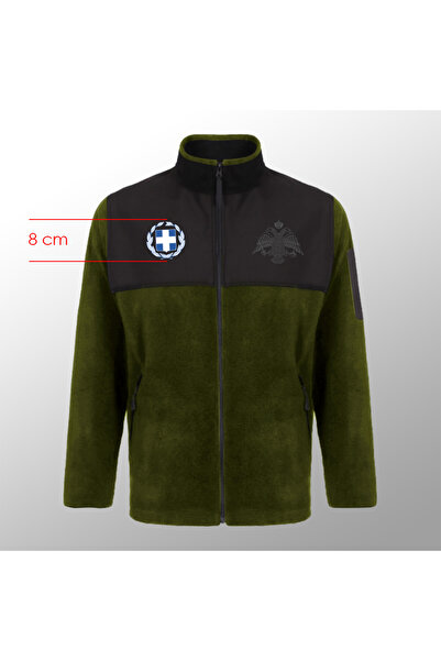 Crea Eymer Wear Greece Emblem Printed - Military - Full Zipper Softshell Fleece - Softshell Polar Mont Haki