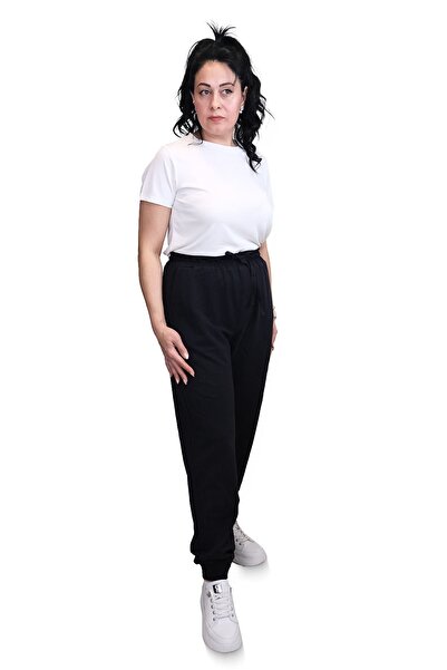 Blues Outlet Women's Brand Pants with Elastic Waist and Legs and Laces - Black
