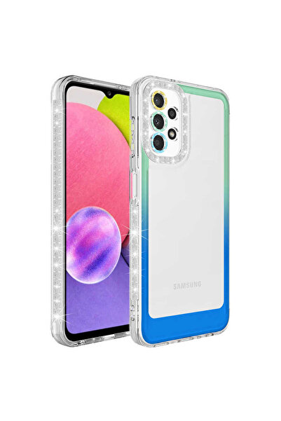 zore Galaxy A33 5g Case Glitter and Color Transition Design Lens Protection Mrsa Park Cover - Green-Blue