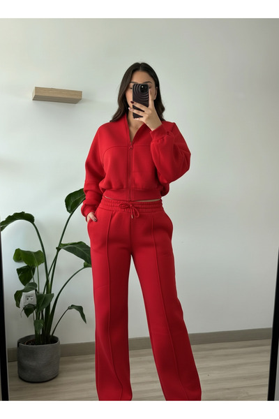 YAKAMEL طقم بدلة رياضية نسائية مكون من سترة بومبر وبنطلون بثلاثة خيوط