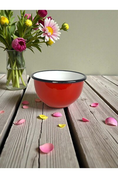 Emailul Medias Traditional enamel bowl, 14 cm, red, deep