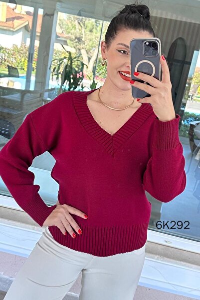 İnce Topuk V-Neck Knitwear Blouse 6K292