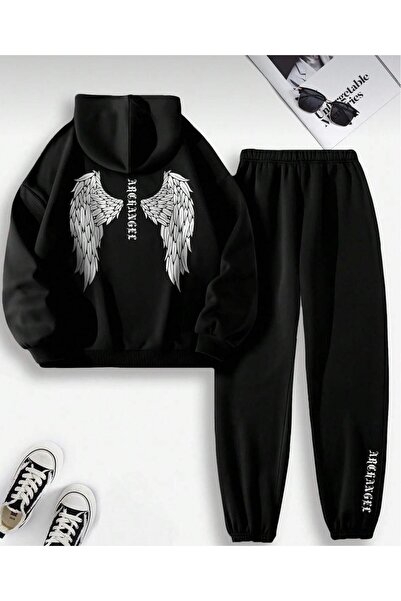 Oceanwear طقم بدلة رياضية أنجل ميلك وينج مطبوع للسيدات قصة فضفاضة