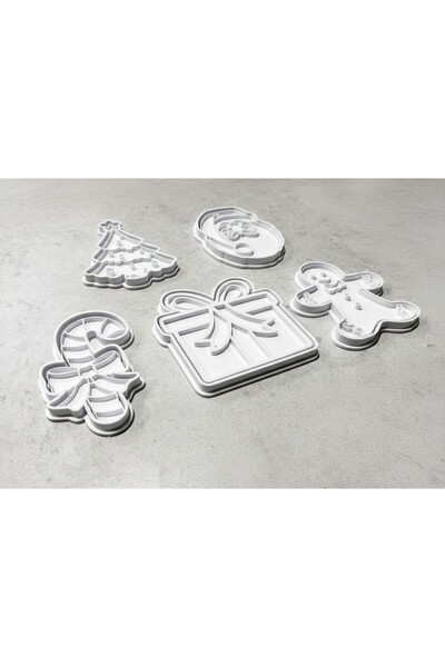 Printech3d مجموعة قوالب الكوكيز المكونة من 5 قطع بطابع السنة الجديدة - سانتا ...