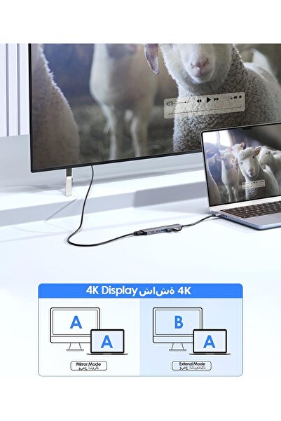 LENTION USB C Hub 6-in-1 with 4K HDMI, USB-C Data Port, 3x USB3.0, 100W PD (Space Grey)