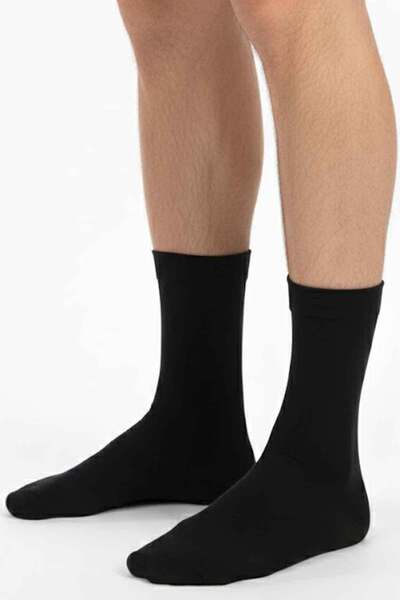 BENİSA ÇORAP Men's Towel Cotton Winter Thick Black Socks Thermal 4 Pack