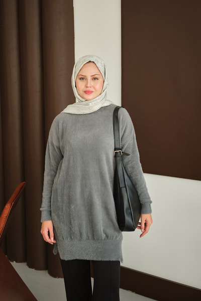 LOCCO Women's Tasseled Tunic Gray