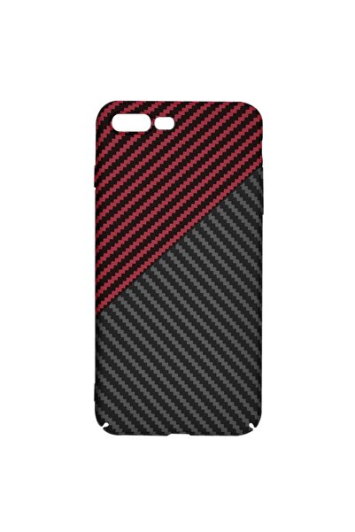 SKYDDAR INNOVATION Case for iPhone 8 Plus / 7 Plus, carbon texture, Carbonite FiberShell, sticker set, Dark Red
