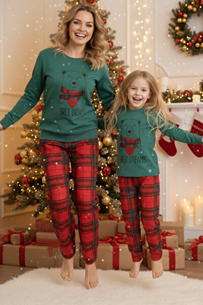ELİTOL Thermal Plaid Sweet Dreams Mother-Daughter Pajama Set