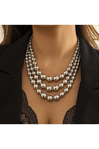 Just Pretty Corner Exaggerated Geometric CCB Ball Clavicle Chain Hip Hop Multilayer Necklace