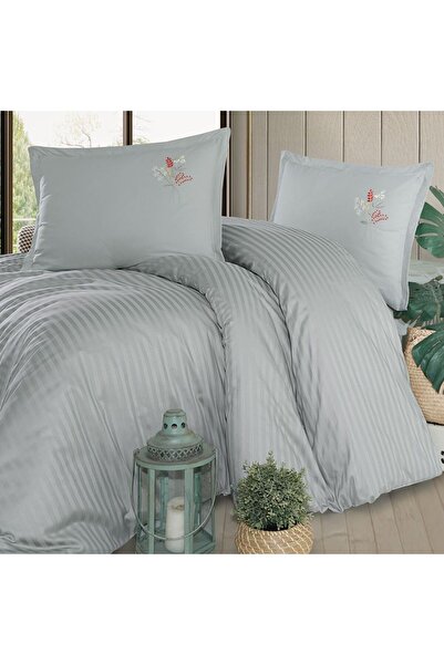 Aran Clasy Double Classy Panna Mint Embroidered Bedding Set