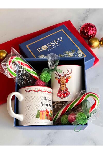 ROSSEV Gift Christmas Red Mug Set for 2 People with Special Gift Box