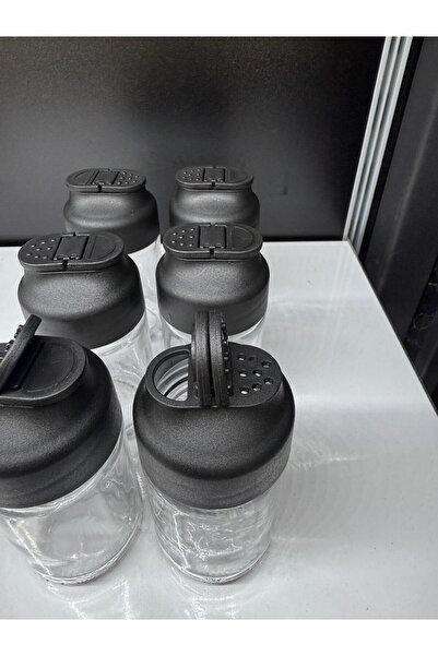 Tercih Home 6-Piece Double-Lid Mini Twice Glass Spice Jar Set - Salt and Pepper Shakers Chef Spice Jar 105ml