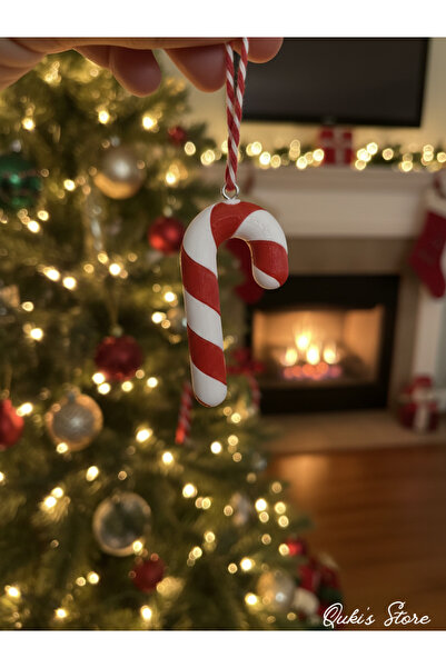 Qukis Store زينة عيد الميلاد من قصب السكر، 6 قطع، تتضمن براغي التعليق ومارتني...