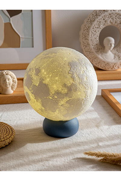 FortyTwoArt LunaSphere — Dekoratif 3D Ay Lambası Moon Lamp Gece Işığı Masa Üstü Aydınlatma