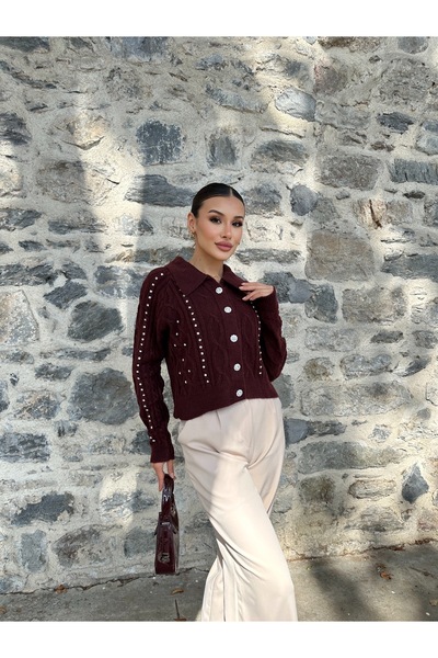 ikomteks Stone Glitter Stylish Knitwear Cardigan